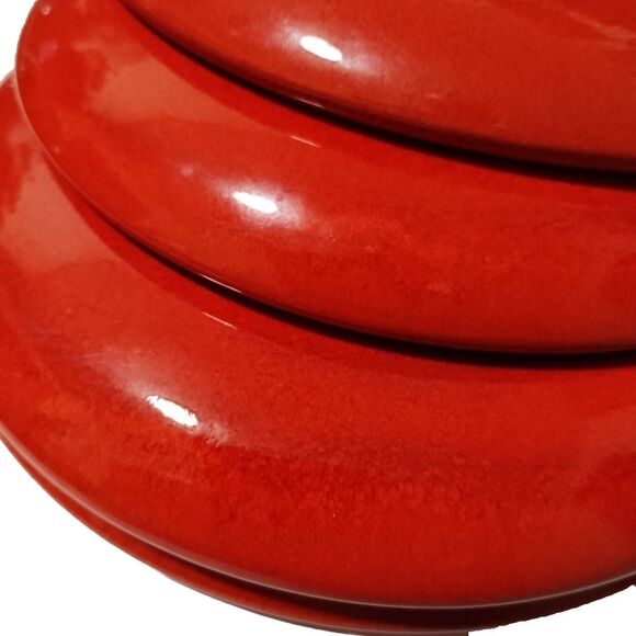 Set of 4 Waechtersbach Germany Red Heart Earthenware Coffee Cup SAUCER Plates - Picture 8 of 10